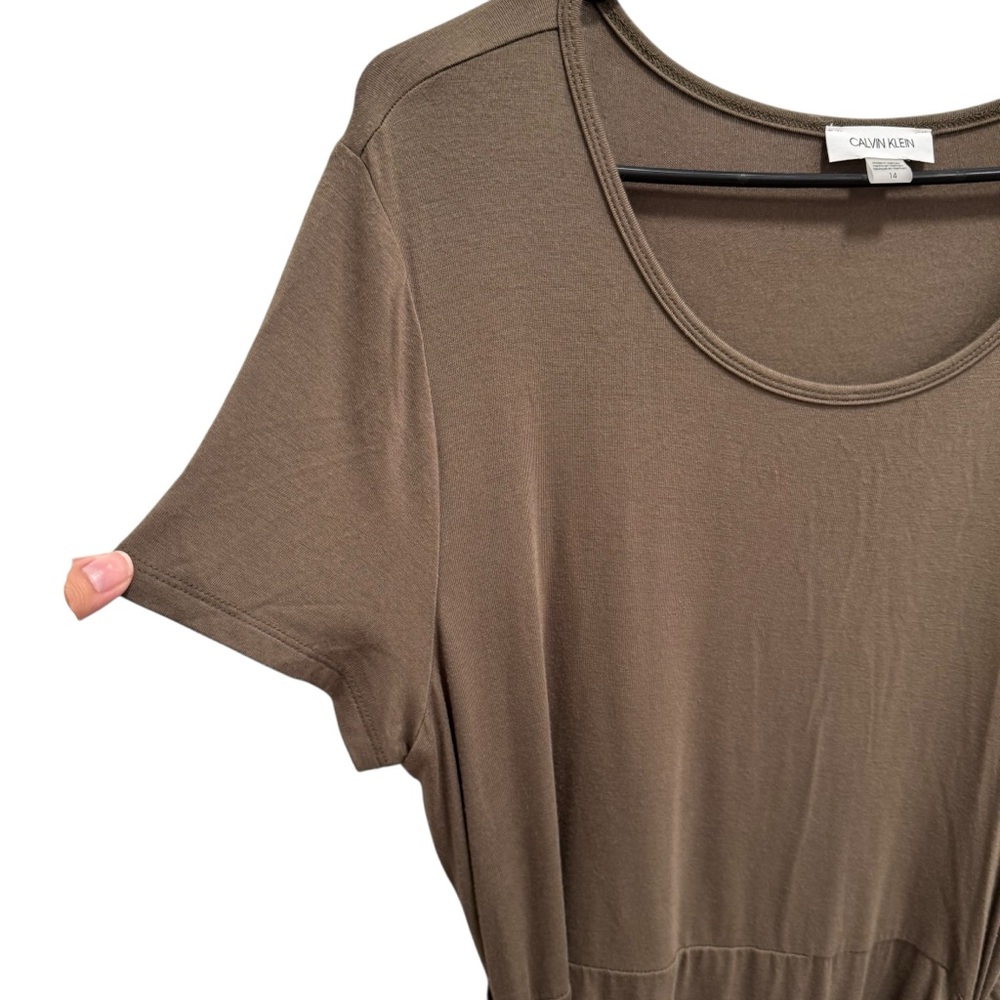 Calvin Klein Faux Wrap Shirt Dress Plus Size‎ 14 GREEN Casual Minimal Feminine - Picture 6 of 9